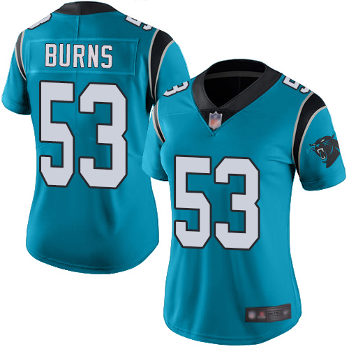 Carolina Panthers Limited Blue Women Brian Burns Jersey NFL Football #53 Rush Vapor Untouchable->women nfl jersey->Women Jersey